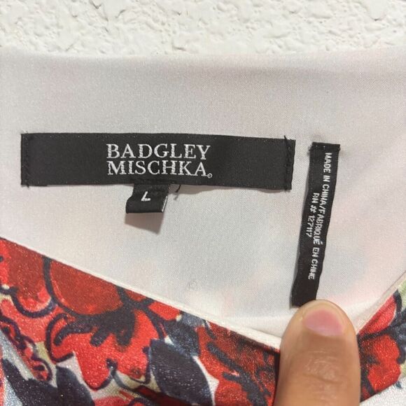 Badgley Mischka Crepe de Chine Paisley Printed Kaftan Multicolor L Boat Neck - Picture 6 of 10